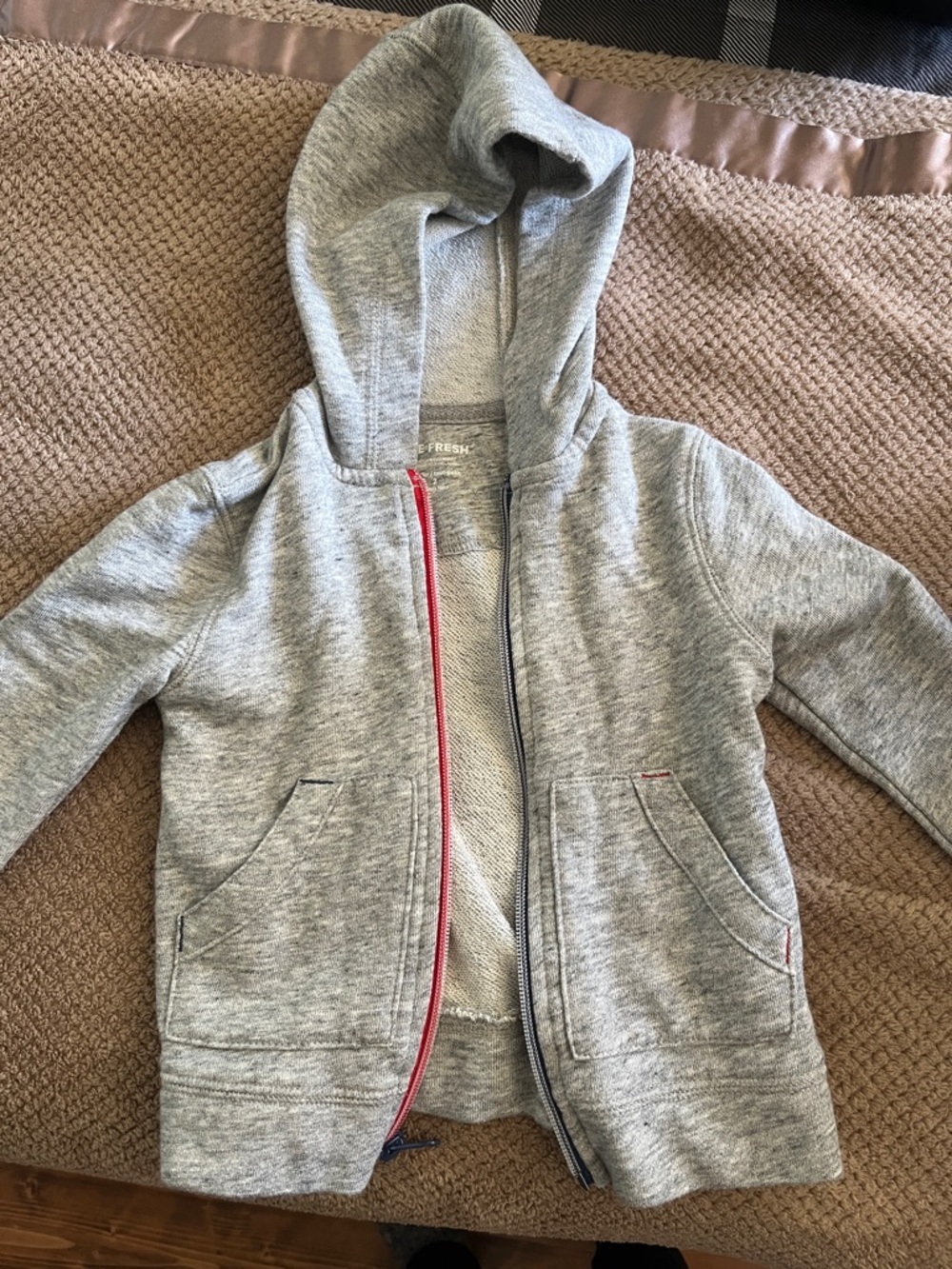 Joe Fresh Gray Hoodie with Red Zip Trim